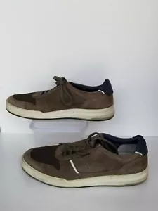 Ecco Leather Casual Lace Up Sneakers Shoes Men's 44 / 10 - 10.5 grey / brown - Picture 1 of 11