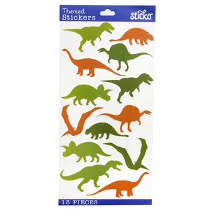 Craft Stickers Sticko Dinosaur Silhouettes T-Rex Brontosaurus Triceratops Flying - Picture 1 of 1