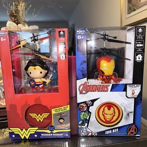Lot Of 2 World Tech Toys UFO Helicopter Set Wonders Woman & Iron Man - Picture 1 of 3