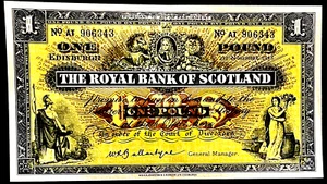 Royal Bank of Scotland £1 POUND BANKNOTES-1st NOV''1958 *Prefix AT*NOTES X 1 - Picture 1 of 3