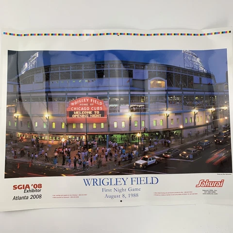 Wrigley Field First Night Game 1988 Poster 25" x 19" Chicago Cubs Baseball Cover