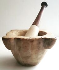 Antique French Marble Pestle & Mortar, 18th C Apothecary, Vintage Kitchen Decor.