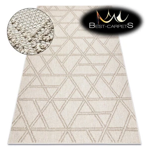 MODERN flat-woven RUGS 'JERSEY' strucrural beige durable easy to clean Rhombuses - Picture 1 of 11
