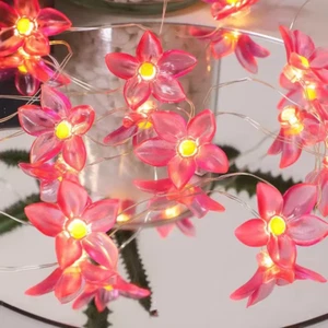 2M 20LED Lily Fairy String Lights, Pink&Blue Flower Battery-Powered Home Decor - Picture 1 of 15