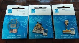 Athens 2004 Summer Olympic Games Collectors Pins-USA, Cycling, Men's Basketball - Picture 1 of 5