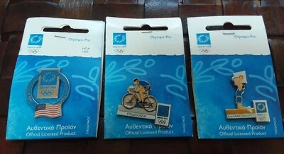 Athens 2004 Summer Olympic Games Collectors Pins-USA, Cycling, Men's Basketball - Image 1 of 4