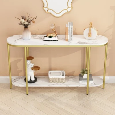 2-Tier Console Table for Entryway Sofa Table with Storage Shelves Entrance Foyer - Image 1 of 4