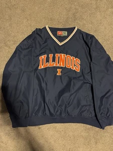 Vintage University Illinois Windbreaker Mens XXL Blue V Neck Pullover. ProPlayer - Picture 1 of 4
