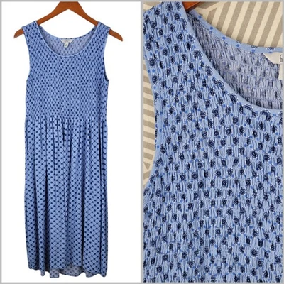 Croft Barrow Shirt Dress Medium Floral Casual party Blue Lightweight Shirred - Image 1 of 4