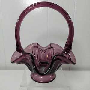 Fenton Glass Purple Basket Ruffled Edge - Picture 1 of 5