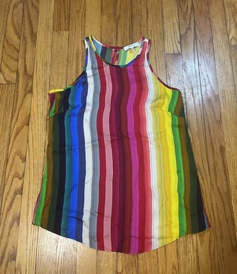 Regata Milly Marie listra arco-íris mistura de seda sem mangas colorida feminina tamanho 8 - Imagem 1 de 4