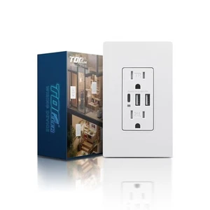USB C Wall Outlet, 15A Tamper Resistant Receptacle with 3 USB Port, 6.0A 30W ... - Picture 1 of 7
