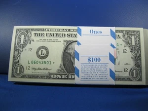 1999 100 CONCECUTIVE NUMBERED $1 STAR NOTES CRISP UNCIRCULATED - Picture 1 of 2