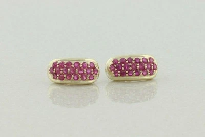 Natural Red Ruby Earrings Half Hoop earrings in 14k Yellow Gold - Image 1 of 4