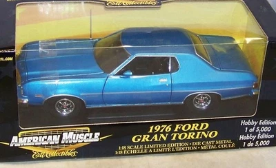 1:18 ERTL AMERICAN MUSCLE 1976 FORD GRAN TORINO METALLIC BLUE 1/5000 33198 NISB  - Image 1 of 4