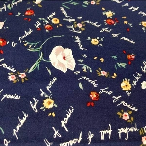 2.75y+ Pocket Full of Posies Navy Blue Floral Flowers Apparel Fabric Vtg Shamash - Picture 1 of 9