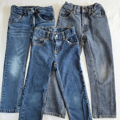Lote de 3 Jeans Niños Talla 6, Lee, Hurley, Wonder Nation, Cintura Ajustable Foto 1 de 4