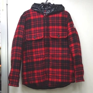 MONCLER FLOBERT GIUBOTTO Men's Down Jacket Red Black Check Pattern #EI BHA - Picture 1 of 10