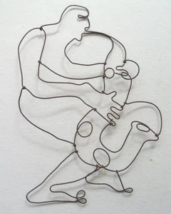 Vintage Drahtskulptur von Brian Murphy 1980er komplett verdrahtet Saxspieler D7663 - Bild 1 von 2