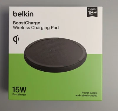  Almohadilla de carga inalámbrica BELKIN BoostCharge 15W (NEGRO) totalmente nueva Foto 1 de 3