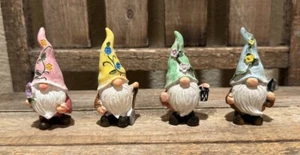 Mini Spring Garden Gnomes Set Of 4, Resin Summer Gnomes, Garden Gnomes - Picture 1 of 22