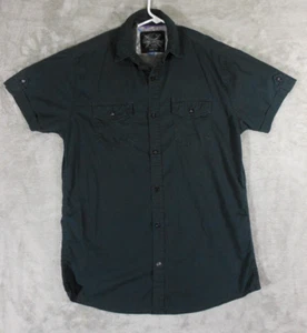 Camisa Drill Clothing para hombre mediana con botones manga corta negra informal - Imagen 1 de 13