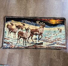 1960's vintage antique Deer Elk Tapestry wall hanging Hunting Cabin Decor 