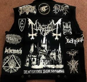 Mayhem Battle Jacket Cut-Off Denim Vest De Mysteriis Dom Sathanas True Norwegian - Picture 1 of 12