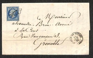 1865 France St Jean En Royans Post 20c Stamp Folded Letter - Picture 1 of 2