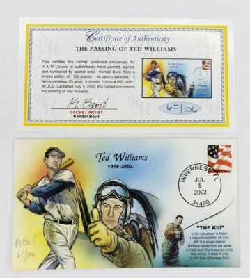 Bevil HP Passing Of Boston Red Sox Ted Williams Event Cover Cachet FDC 2002 Y/B - Image 1 of 4