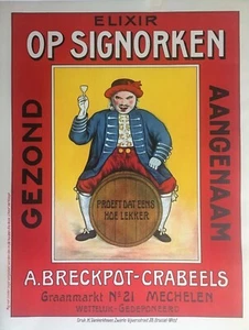 Op Signorken, Liqueur de Malines Flemish Alcohol Poster, ca1900s - Bild 1 von 1