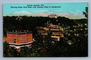 Postcard Vtg Arkansas Eureka Springs Basin Park And Crescent Hotel - Picture 1 of 2