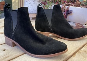 Wittner Black Leather Suede Gusset Pull On Chelsea Ankle Boots Womens Sz 36 5.5 - Picture 1 of 11