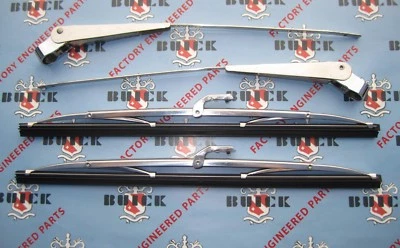 1954-1956 Buick Windshield Wiper Arms & Blades | Matched Pair | Stainless Steel - Image 1 of 4