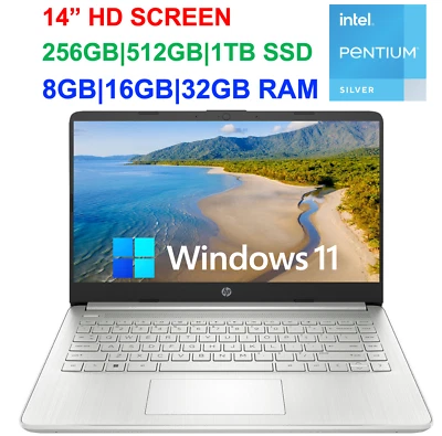 2024 HP Laptop Computer 14" HD Quad-Core Intel Pentium Upto 32GB RAM & 1TB SSD - Image 1 of 4