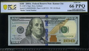 2009A $100 FRN LJ00099000B P.C.G.S #66PPQ - Picture 1 of 3