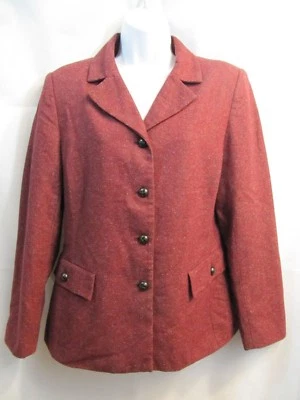 Blazer Abrigo Deportivo Preston & York Borgoña Mezcla Lana Moteado Talla 8 Foto 1 de 4