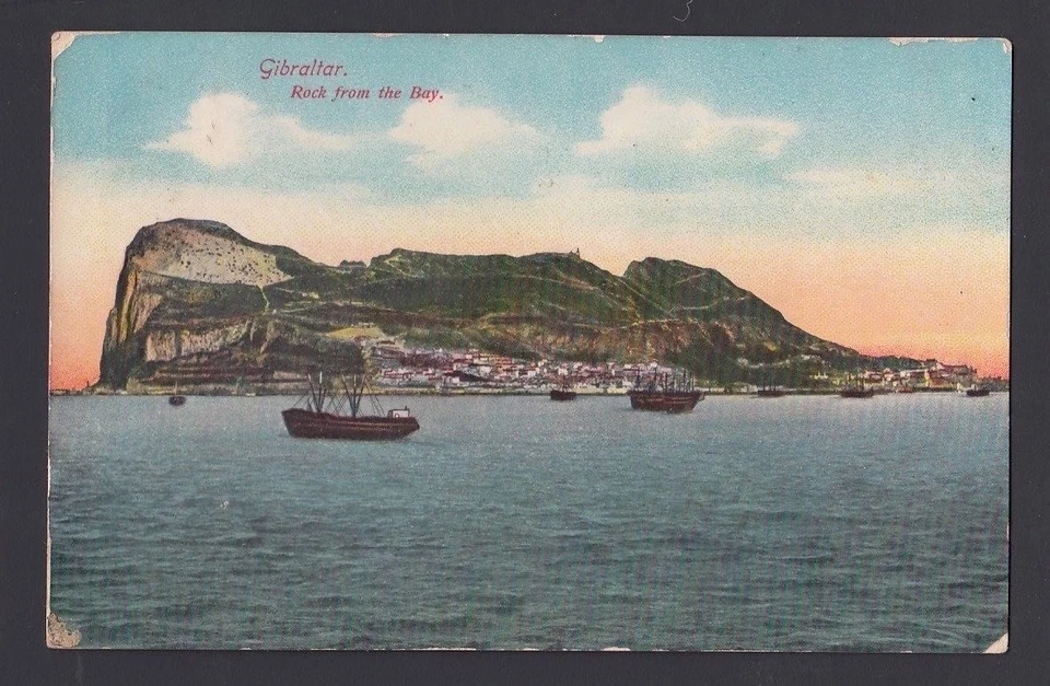 GIBRALTAR 1914 ROCA DE LA BAHÍA POSTAL A ISLA DE WIGHT INGLATERRA Foto 1 de 1