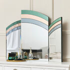 Green, Pink & Blue Glass Art Deco Triple Mirror table top vanity dressing table