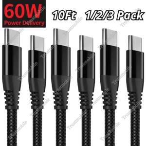 For iPhone 15 16 Macbook Android 60W USB Type C PD Fast Charger Data Sync Cable - Picture 1 of 11