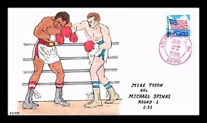 DR JIM STAMPS US MIKE TYSON KOS MICHAEL SPINKS BOXING EVENT HAND COLORED COVER