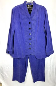 Bob Mackie Wearable Art 2 Piece Jacket Pants Suit Purple, 2X Jacket, 1X Pants - Picture 1 of 22
