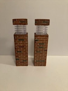Outdoor Pillar Light Solar Brick Like Column Lighting Set Of 2 - Picture 1 of 5