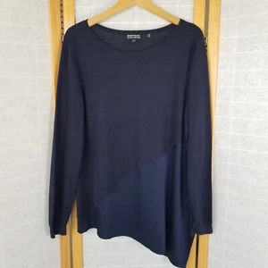 Women's Repeat Sweater Navy Blue Silk Blend Long Sleeve Mixed Media Size Large - Picture 1 of 12