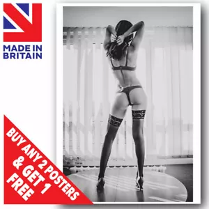 Sexy Niña Desnuda Posando Póster Estampado Arte Erótico Desnuda Dama Mujer Piernas Largas Boudoir - Imagen 1 de 2