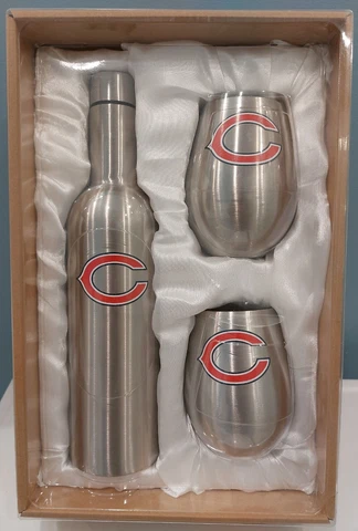 NEW NFL Official Chicago Bears 28oz. Bottle & 12oz. Tumblers Set Stainless Steel Cover