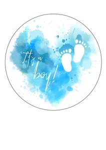 It's A Boy Baby Dusche 7,5 Zoll Kreis Essbar Glasur Kuchen Topper Dekoration - Bild 1 von 1