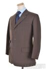 ANDERSON & SHEPPARD Savile Row Brązowy wełniany garnitur w kratę 3-częściowy - na zamówienie 44