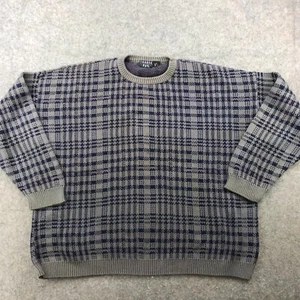 Vintage Trader Bay Sweater Mens XL Gray Blue Knit Grandpa Cotton - Picture 1 of 10