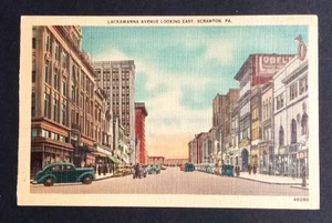 Lackawanna Avenue Looking East Scranton PA Street View Cars Linen Postcard c1947 - Picture 1 of 3